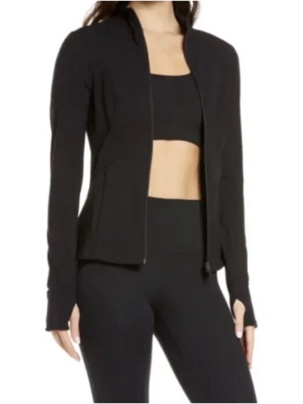 SWEATY BETTY Power Boost Workout Athletic Zip Up Jacket Black XS Athleisure Yoga